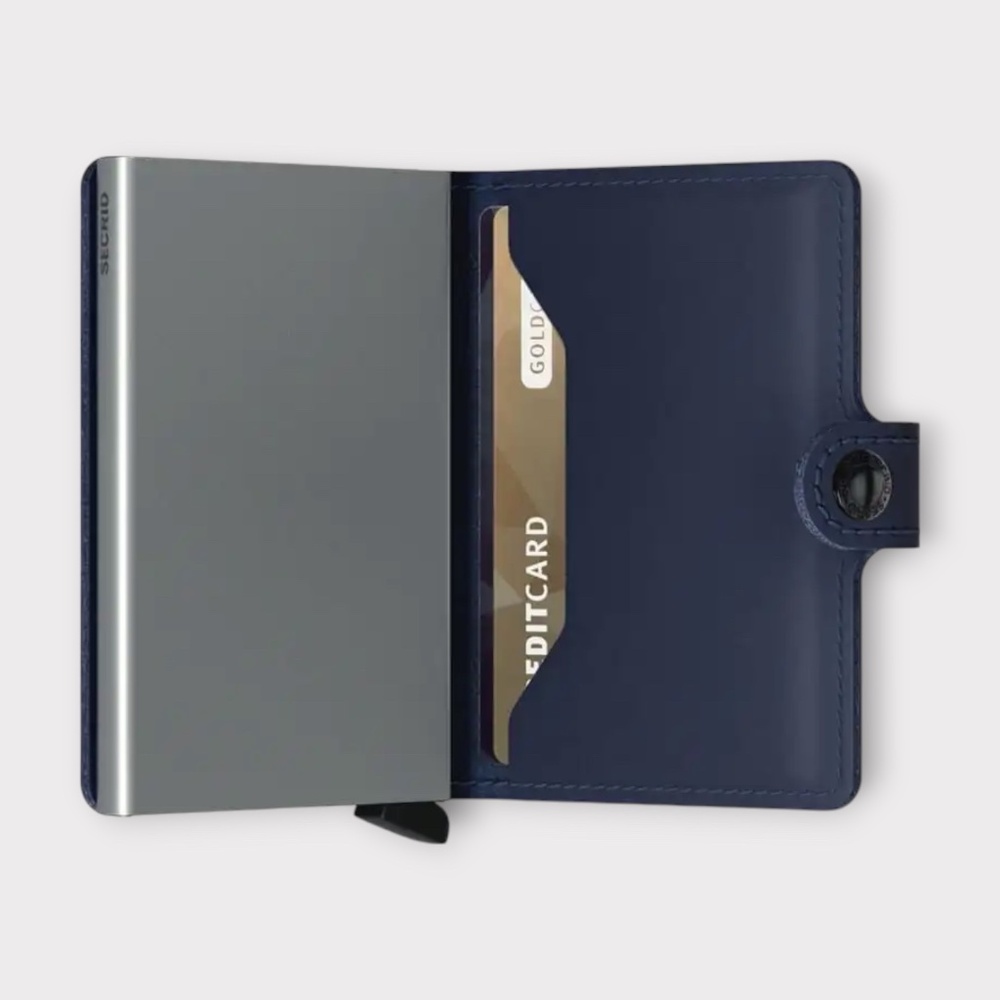Secrid Miniwallet In Leather Navy - Picture 2 of 4